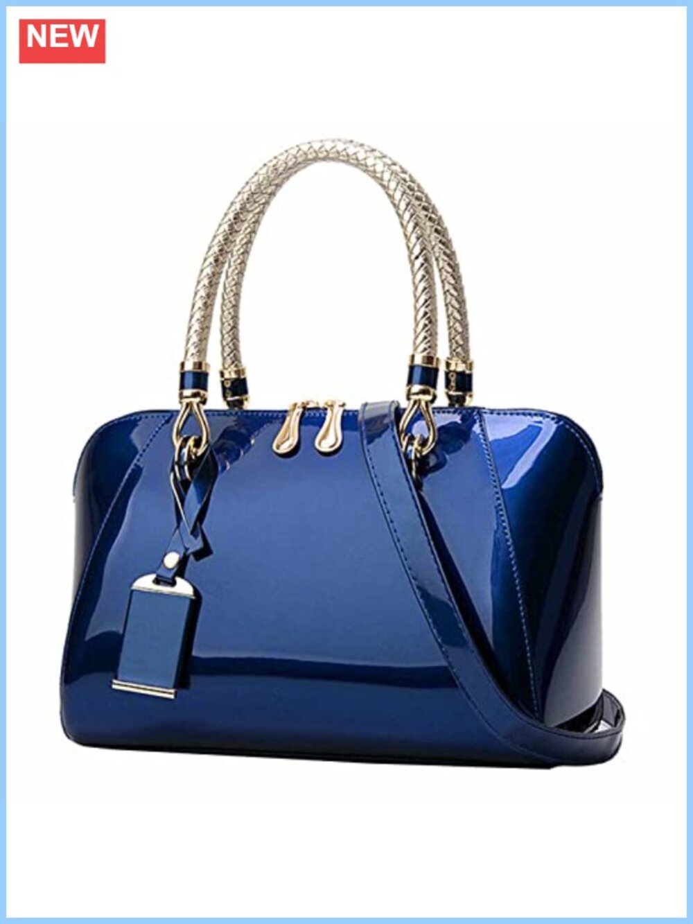 Shiny Patent PU Satchel Purse Top-Handle Crossbody Shoulder Tote